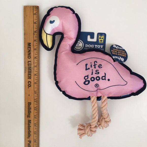 NEW Dog Toy Life is Good Pink Flamingo with Tug and Play Rope - Picture 7 of 7